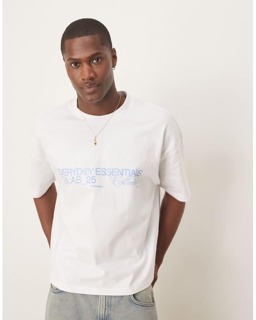 ASOS White Heavyweight Dropped Shoulder T-shirt 240g for men