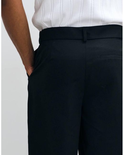 ASOS Black Smart Belted Wide Leg Pants for men