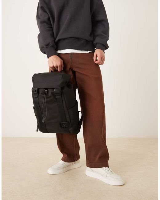 Calvin Klein Black Canvas Utility Backpack for men