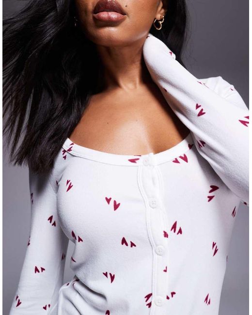 Boux Avenue White Heart Print Super Soft Romper