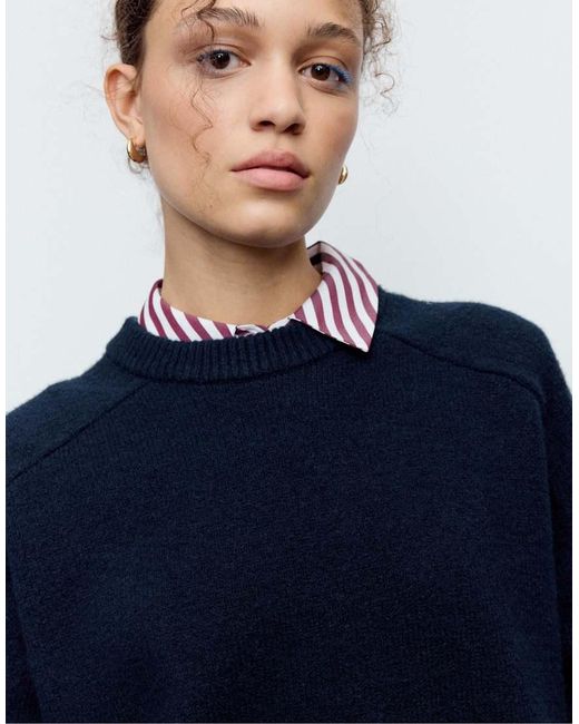 Stradivarius Blue Basic Soft Knit Jumper