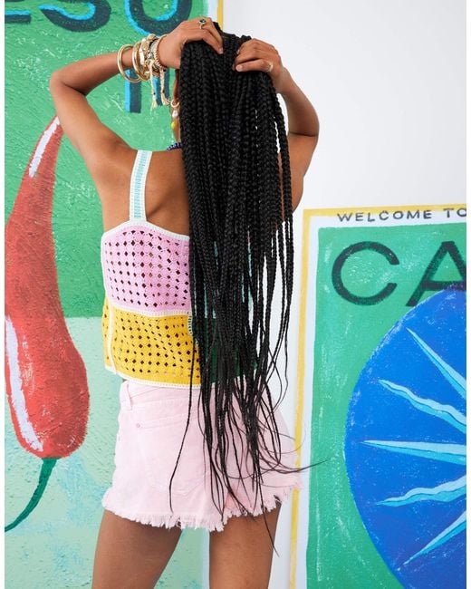 River Island Green Atlas Tropical Print Crochet Vest