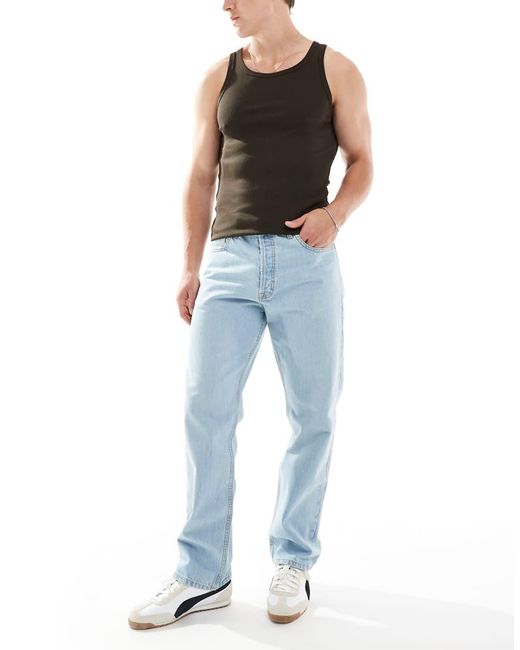Dr. Denim Blue Dash Regular Fit Straight Leg Jeans for men