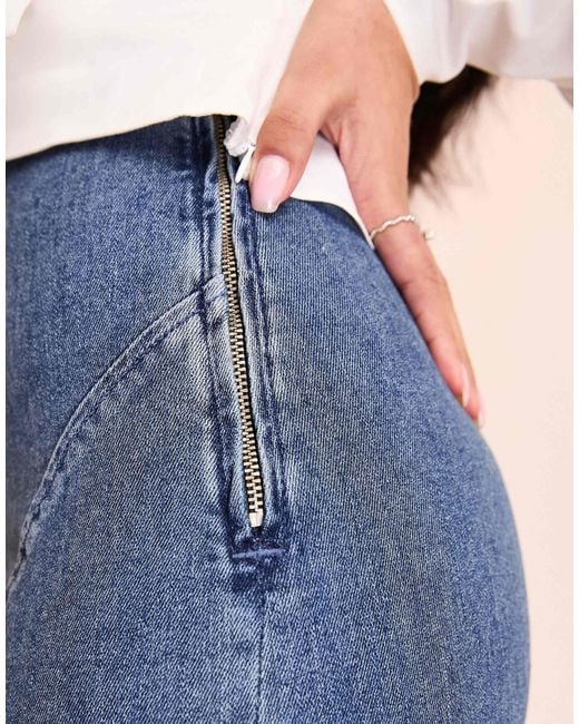 ASOS Blue Denim Midi Skirt With Split
