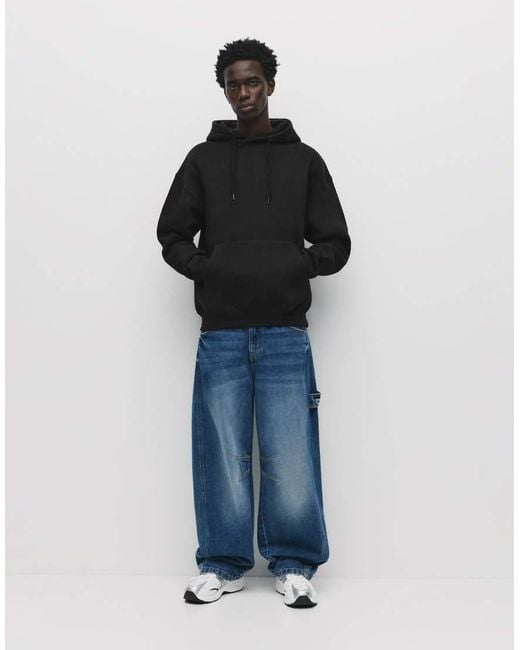 Pull&Bear Blue Basic Hoodie for men