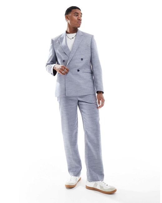 ASOS Blue Double Breasted Regular Suit Jacket for men