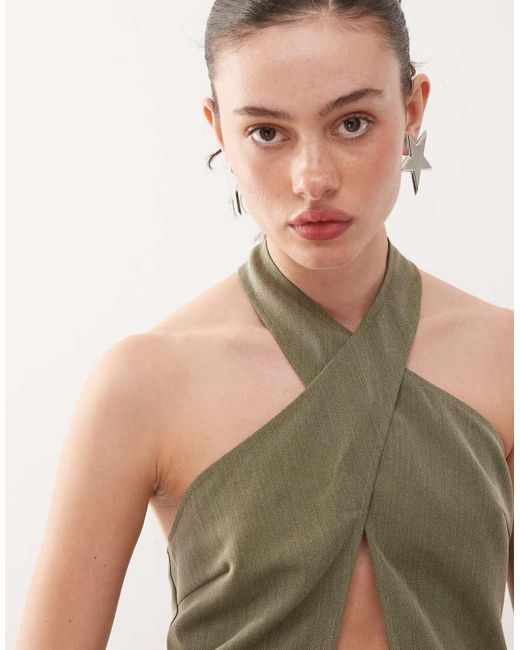 Collusion Gray Tailored Halter Top