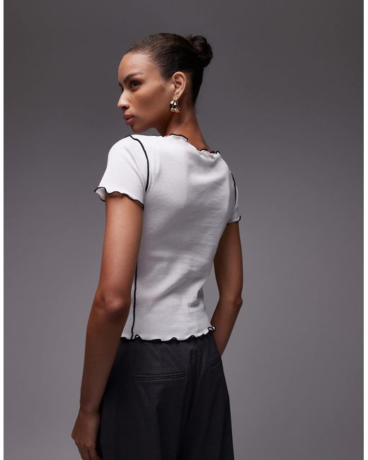 Mango Gray Seamed Lettuce Edge T-Shirt
