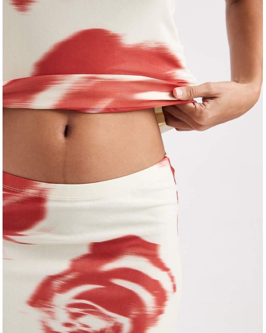 JJXX White Mesh Maxi Skirt With Flower Print