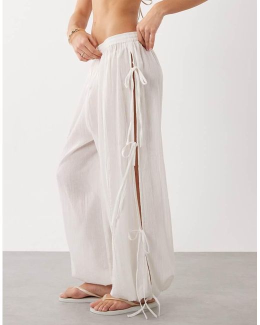 Aray White Semi Sheer Beach Trouser