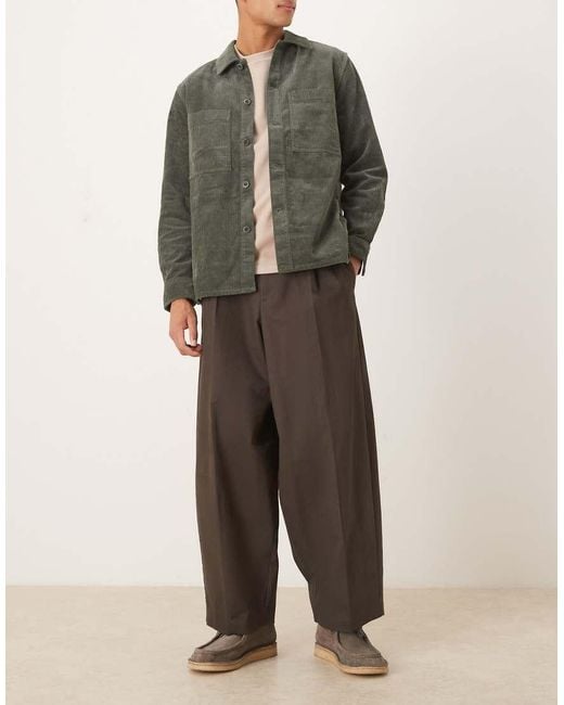 ASOS Gray Smart 100% Cotton Extreme Tapered Pants With Front Pleat for men