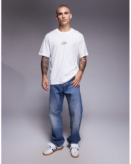 T-Shirt Oversize Bianca Con Stampa Sul Retro di ADPT in Gray da Uomo