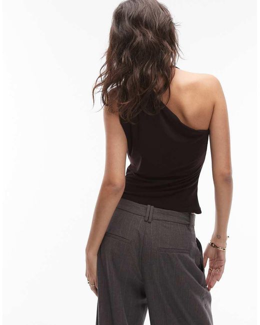 ASOS Blue Slinky Asymmetric Cowl Neck Top