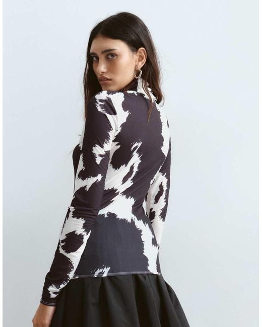 ARRANGE Multicolor Premium Mesh Printed Long Sleeve Top