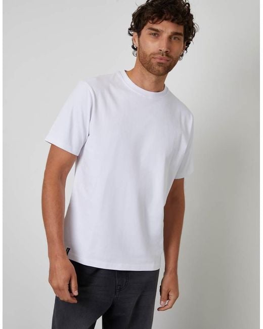Threadbare White Peached Cotton Short Sleeve T-Shirt for men