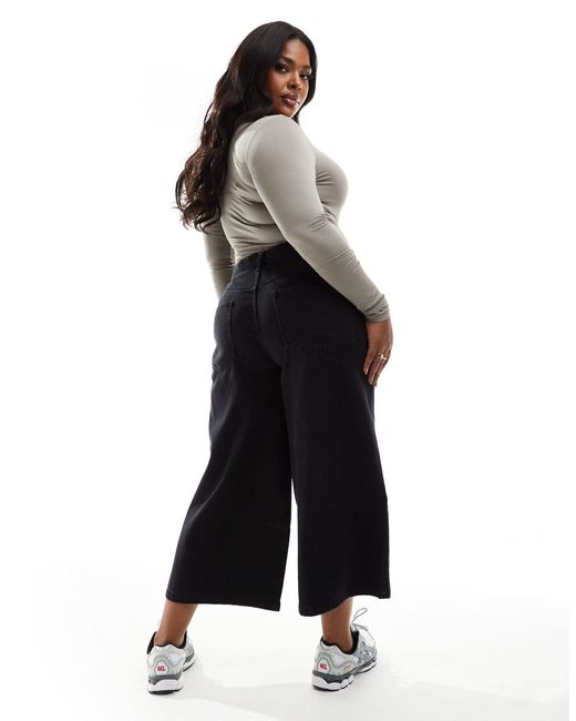 ASOS White Asos Design Curve Soft Cropped Wide Jeans