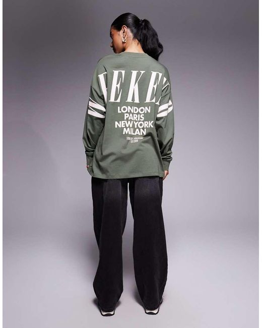ASOS Gray Weekend Collective Icon Oversized Long Sleeve T-shirt With Stacked Back Logo