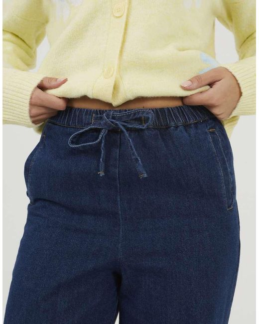 Brave Soul Blue Elasticated Waist Straight Leg Jean