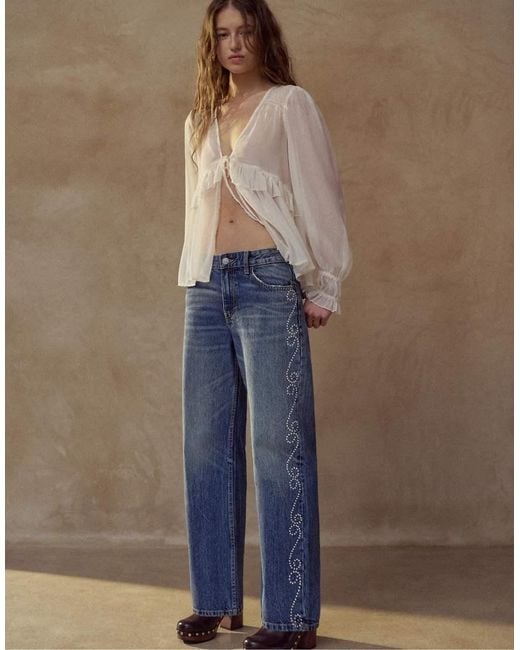 Pull&Bear Natural Ruffled Blouse