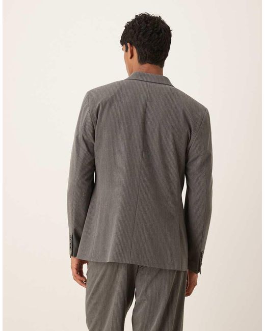 ASOS Gray Double Breasted Relaxed Suit Jacket for men