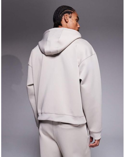 Liquor N Poker Gray Double Zip Scuba-Style Fabric Hoodie Co-Ord for men