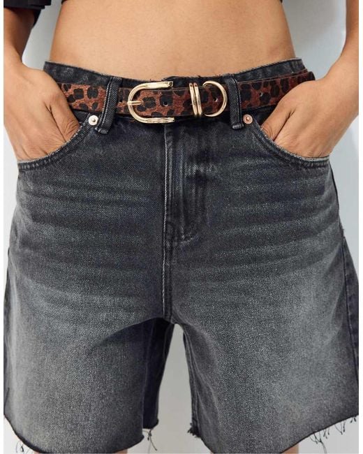 Stradivarius White Leopard Print Belt