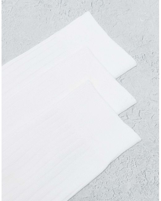 Weekday White – selma – 3er-pack gerippte socken