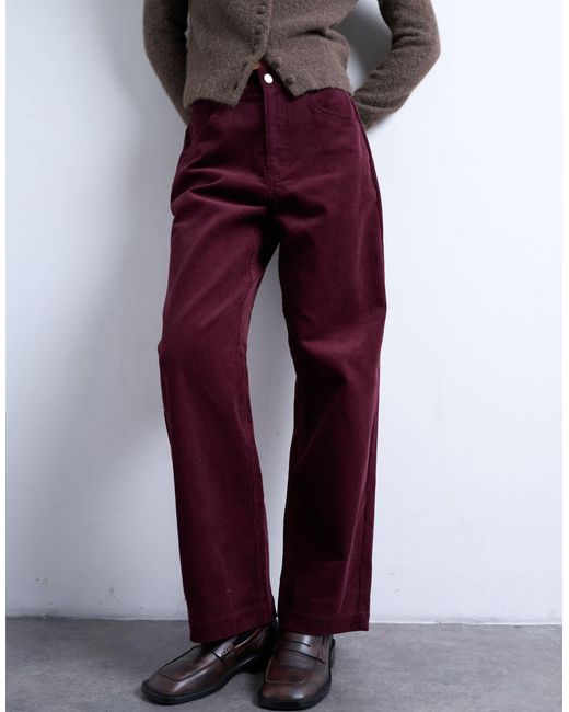 TOPSHOP Purple Cord Slouchy Low Slung Trouser
