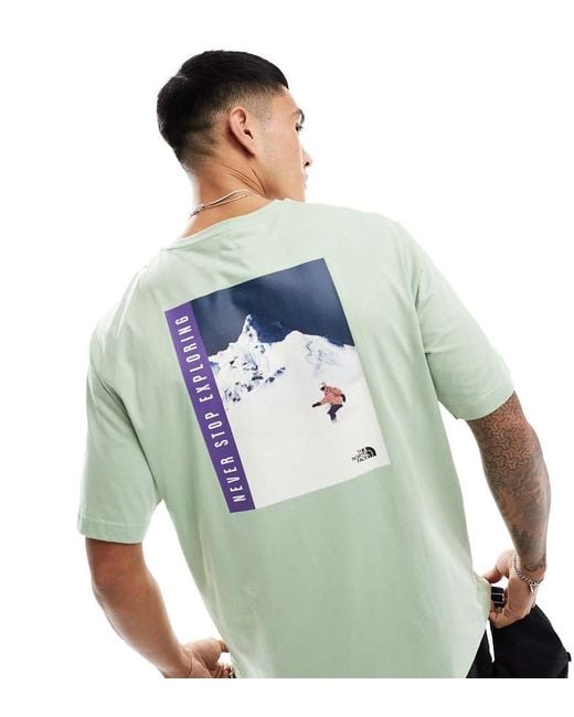 The North Face Blue Snowboard Retro Back Graphic T-Shirt for men