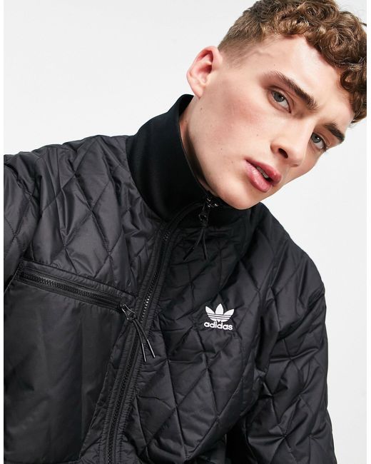 adidas Originals Adicolor Quilted Zip Through Jacket in Black for 