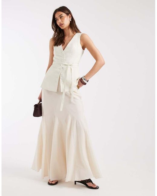 4th & Reckless Maxi Rok Met Fishtail-Zoom in het Natural