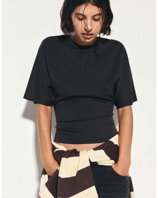 Pull&Bear Blue Modal Batwing Sleeve T-shirt