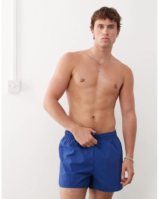 Weekday Blue Runner Swim Shorts for men