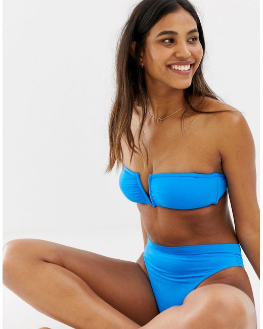 Seafolly Synthetic Electric Blue V Wire Bandeau Bikini Top | Lyst