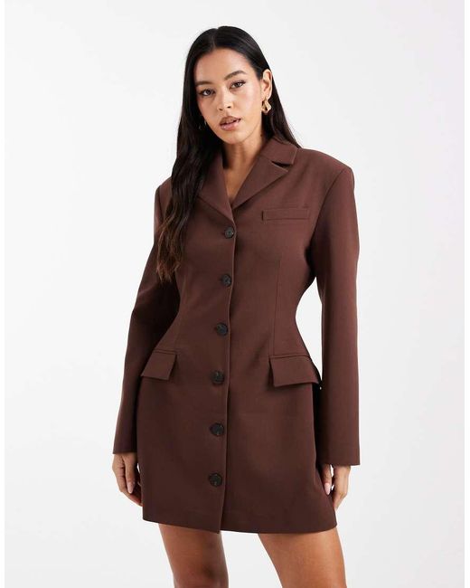 ASOS Brown Cinch Blazer Mini Dress