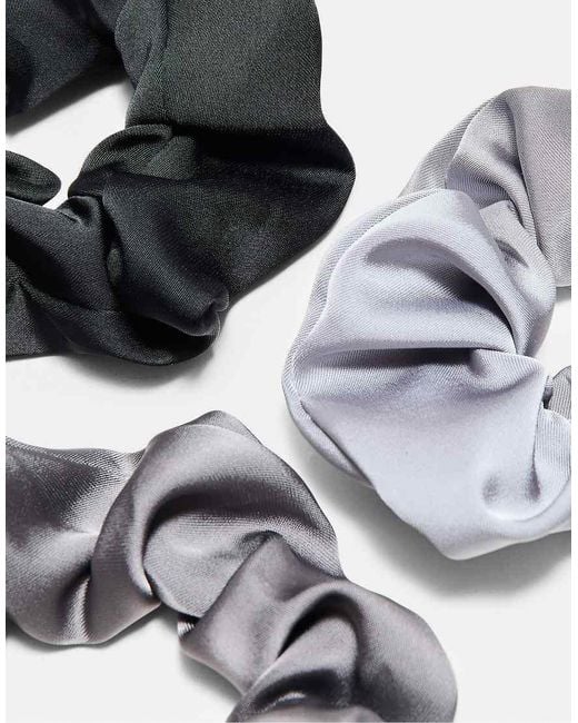Stradivarius White Set Of 3 Satin Scrunchies