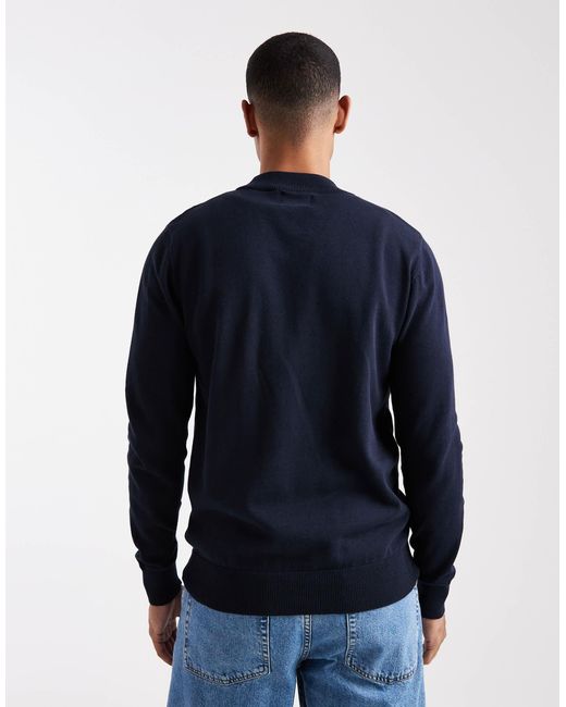 Brave Soul Blue Fitted High Neck Jumper for men