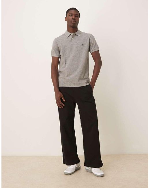 Polo Ralph Lauren Gray Icon Logo Custom Slim Fit Pique Polo for men