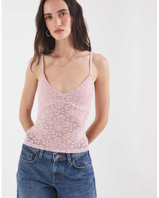 Hollister Brown V Neck Lace Cami Top