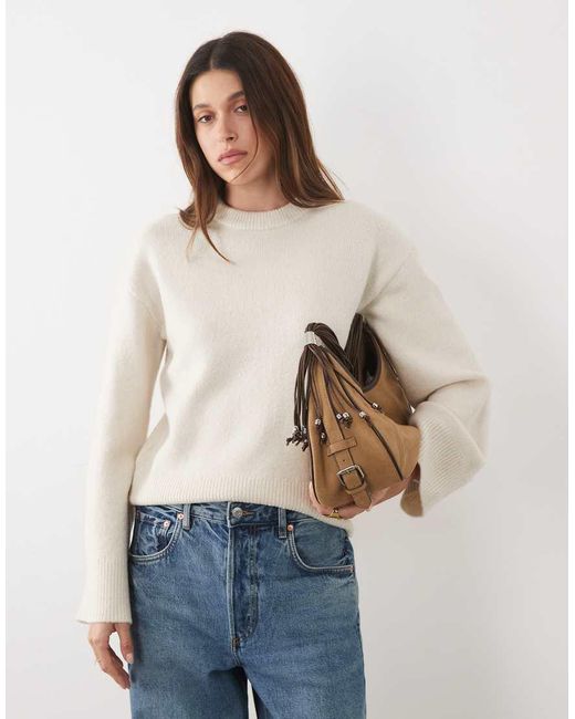 Threadbare Natural Jumper With Wide Cuff Detail