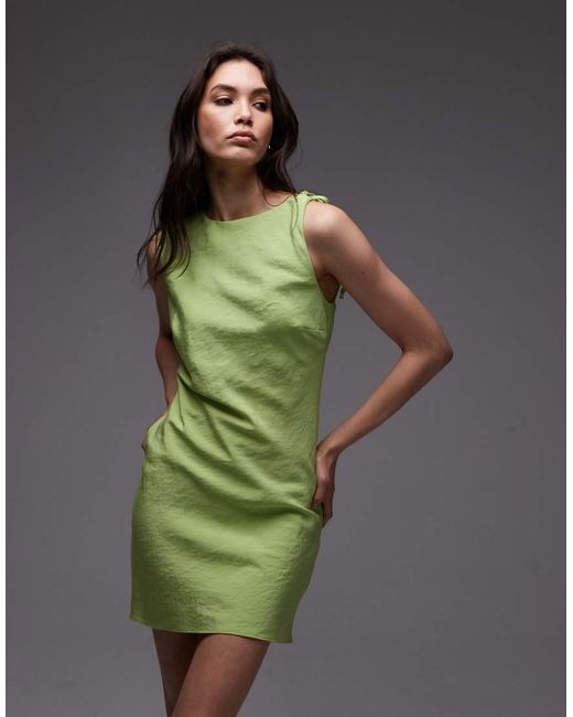 navy blue dress for baby girl TOPSHOP Aline Cupro Backless Mini Dress in Green