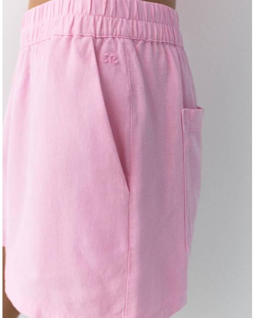 Pull&Bear Pink Linen Blend Shorts