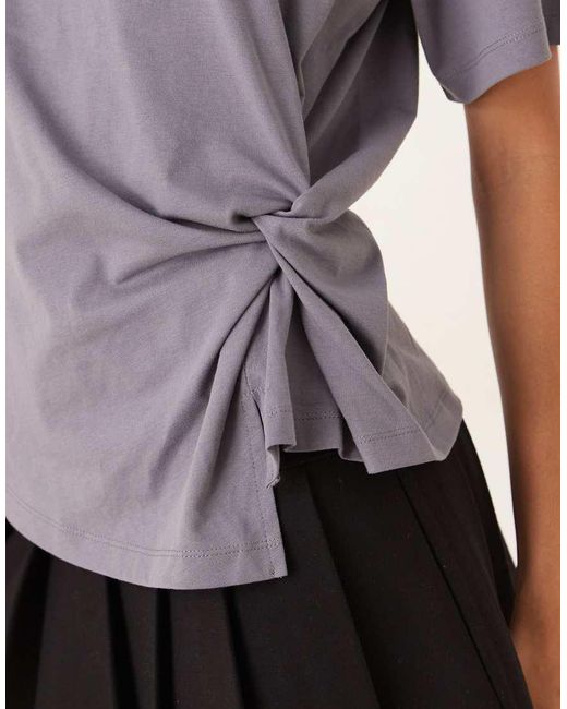 ASOS Purple Short Sleeve T-shirt With Side Ruched Detail