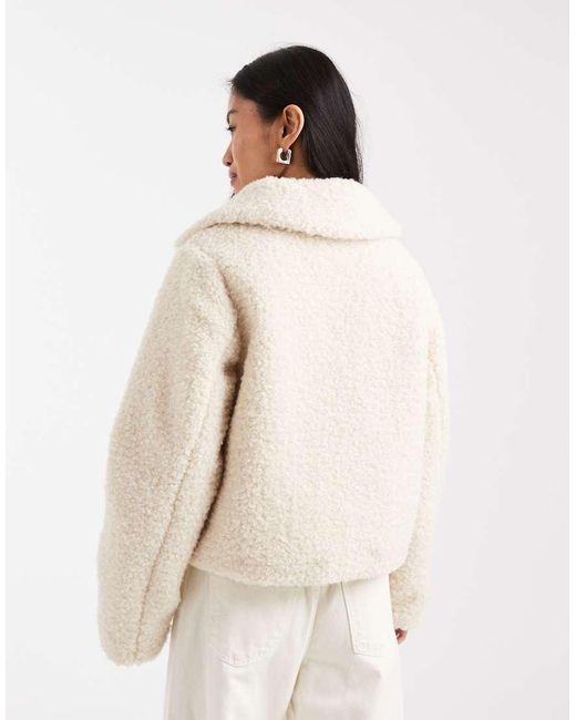 Threadbare White Short Borg Jacket