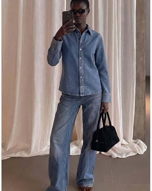 NA-KD Blue Classic Denim Shirt