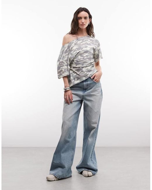 Collusion Gray Off Shoulder Ruched Top