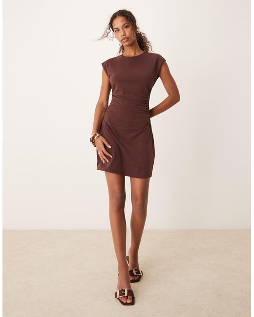 Abercrombie & Fitch Red Ruched Side Sleeveless Mini Dress