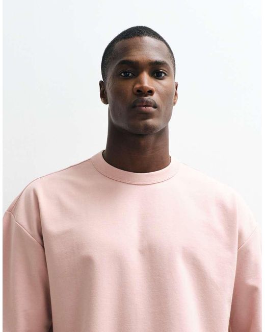 ASOS Pink Breathemax Heavyweight Boxy Oversized T-Shirt for men