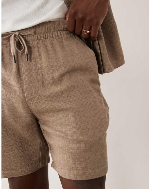 Only & Sons Natural Textured Linen Mix Shorts for men