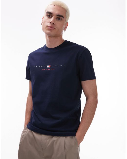 Tommy Hilfiger Blue Center Linear T-shirt for men